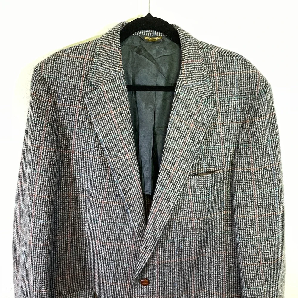 Hunter‎ Haig Blazer Coat Men's Multicolor Button Up Long Sleeve 100%Pure Wool
